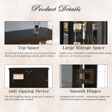 Eyisean 44" H Lighted Glass Display Cabinet with Glass Doors, Wooden Curio Cabinet with 3 Adjustable Shelves, Mirrored Back Panel, Arched China Cabinet for Living Room, Light Bulb Included (Black) Eyisean