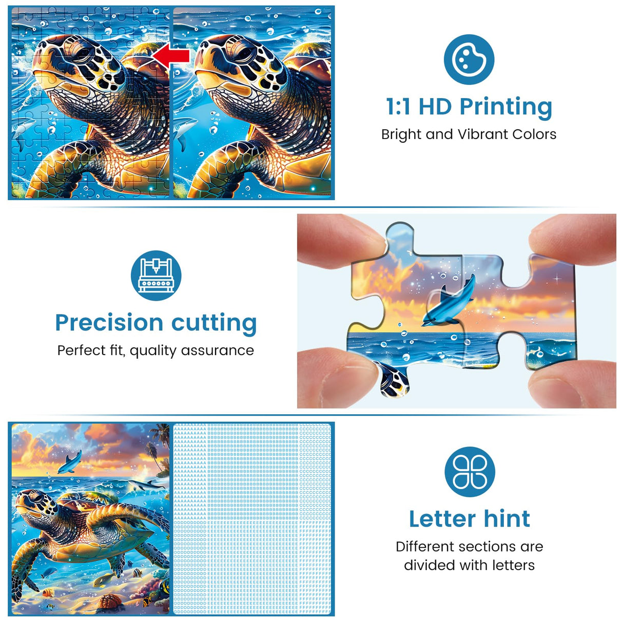 500 Piece Puzzle for Adults-Sea Turtle Puzzle| Recycled Cardboard Jigsaw Puzzles 500 Pieces | Challenging Family Activity Great Gift Idea for Family Friends | Difficult Puzzles Size 20.5X 15 inches Edsjegn