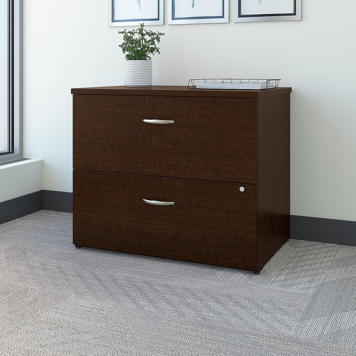 Bush Business Furniture Series C 2 Drawer Lateral File Cabinet, Locking Document Storage for Home or Professional Office, Mocha Cherry Bush Business Furniture