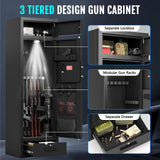 KAER 15-17 Gun Safe Digital Gun Safe for Rifles and Pistols Gun Cabinet Rifle Safe for Home with Adjustable Rifle Racks Gun Safes Multi Layer Design with Separate Lockbox and Drawer KAER
