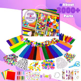 3000Pcs DIY Arts and Crafts Supplies Kit for Kids - Kids Craft Kits Art Supplies Material Set with Pipe Cleaner All in 1 Crafts for Kids Activity Gifts Toys for Girls Boys Age 4-6, 6-8, 8-12 years VLUSSO