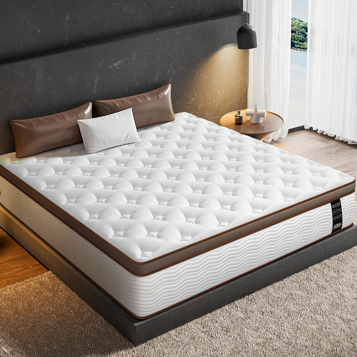 BedStory King Size Mattress 14 Inch - Premium Hybrid Mattress with 800+ Advanced Pocket Spring - Optimal Spinal Support for Back Pain Relief and Motion Isolation, CertiPUR-US Certified Comfort BedStory