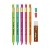 Paper Mate Handwriting Triangular Mechanical Pencil Set with Lead & Eraser Refills, 1.3mm, Back to School, Teacher Supplies, Home, Sketching, Drafting, Fun Barrel Colors, 8 Count Paper Mate