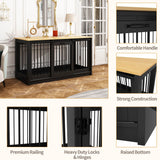 DAWNSPACES Extra Large Dog Crate Furniture, 55" Indoor Heavy Duty Dog Kennel House with Sliding Doors, Furniture Style Dog Crate Table Side End Table TV Stand for XL Large Medium Breed Dogs, Black DAWNSPACES