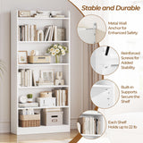 Yaheetech 6-Tier Open Bookcase and Bookshelf, Modern Simple Floor Standing Display Storage Shelves with Top Open Compartment for Home Office, Living Room, Bed Room - White Yaheetech