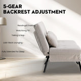 COMHOMA Convertible Futon Sofa Bed, 68" Corduroy Futon Couch with Adjustable Backrest, Folding Futon Loveseat for Living Room, Bedroom (Cream) COMHOMA