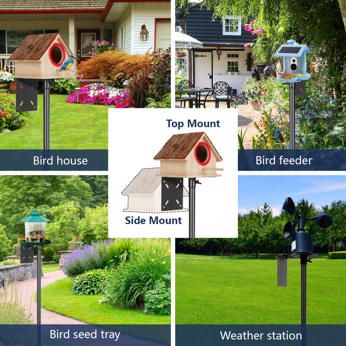 Smart Bird Feeder Pole - (32-92 Inch) Adjustable Bird House Pole Compatible with Bird Buddy, Bluebird House and Variety of Smart Birdhouse Styles, Heavy Duty Bird Feeder Stand Mount Kit(1) AYIXITIELU