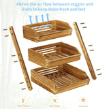 G.a HOMEFAVOR Wooden 3 Tier Fruit Basket, Brown, Pine Wood, Sturdy, Self-assembly G.a HOMEFAVOR