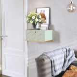 HLR Floating Nightstand, Wall Mounted Nightstand with Removable Door, Floating Shelves for Wall, Bedroom, Bathroom, Green HLR