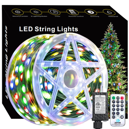 Voolex Christmas String Lights 1000LED 328FT, String Lights Outdoor Waterproof Christmas Lights with Remote, 8 Modes Twinkle Lights Plug in for Tree Wedding Christmas (Multicolored)