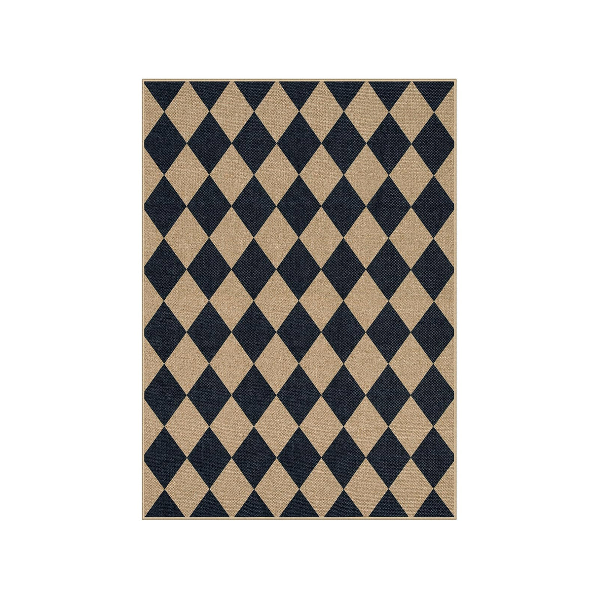 Lahome Checkered Easy Jute 5x7 Area Rugs, Washable Outdoor Patio Rug for Living Room Diamond Indoor Outdoor Carpet, Farmhouse Geometric Non Slip Black Carpet for Backyard Dining Room Lahome