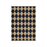 Lahome Checkered Easy Jute 5x7 Area Rugs, Washable Outdoor Patio Rug for Living Room Diamond Indoor Outdoor Carpet, Farmhouse Geometric Non Slip Black Carpet for Backyard Dining Room Lahome
