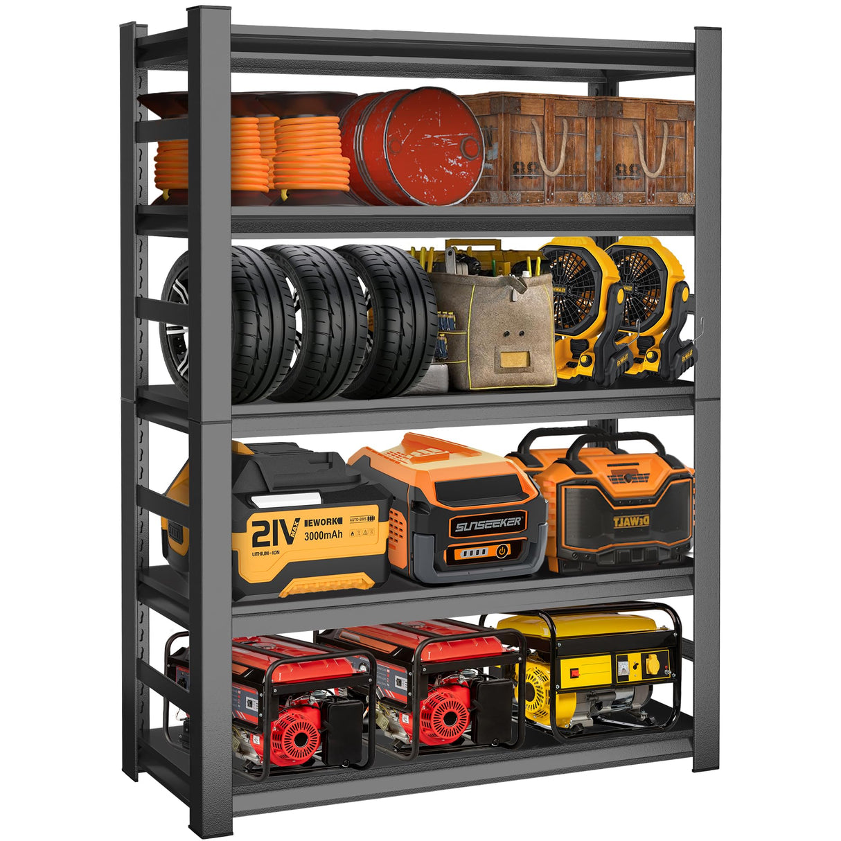 78"H Garage Shelving Unit and Storage-Easy Assembly Metal Shelves 5-Tier Utility Rack| Heavy-Duty Adjustable Shelf| Steel Rust-Resistant Shelves for Industrial,Warehouse,Basement,18"D x 48"W x 78"H Metallitrend