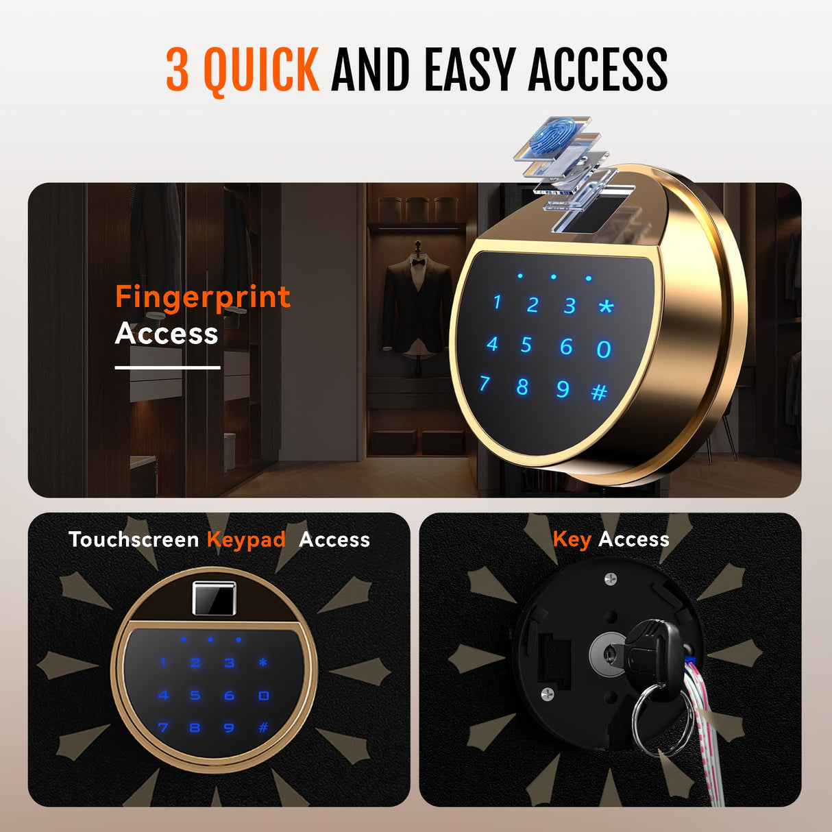 KAER 15 Biometric Gun Safe for Rifles and Pistols,Gun Cabinet with Fingerprint/Keypad/Key Access,Rifle Safe with Removable Shelf and Pistol Pocket.[No Assembly Required] KAER