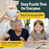 Gondola 1500 Pieces Puzzle Board with Mug Holders, 6 Drawers and Cover, Sturdy Jigsaw Puzzle Table Tray, 26"x35" Portable Wooden Jigsaw Puzzles Accessories, Jig Saw Home Holder Organizer Boards Gondola