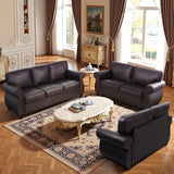 Couchus Mid-Century Vintage Sofa Couches with Rivet Design,loveseat Sofa,Removable Sofa Cover Upholstered Cushions and Solid Wood Frame (Brown, Loveseat) Couchus