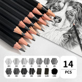 GETHPEN Professional Drawing Sketching Pencil Set - 14 Pieces Graphite Pencils(14B - 4H), Ideal for Drawing Art, Sketching, Shading, Artist Pencils for Beginners & Pro Artists GETHPEN