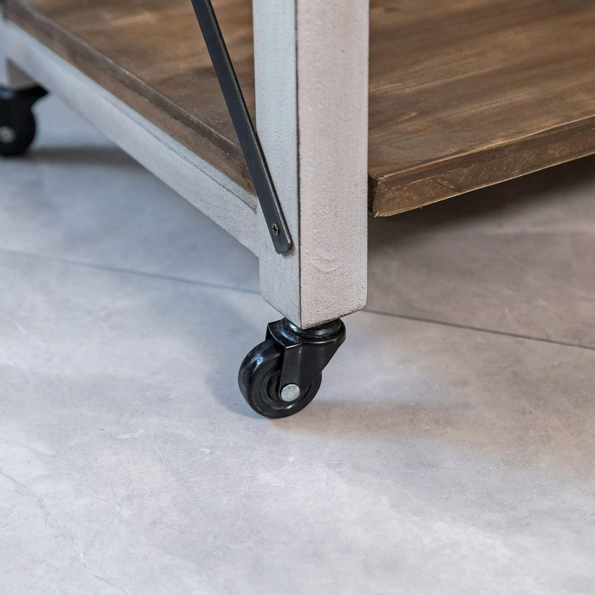 FirsTime & Co. Off-White and Brown Aurora Kitchen Cart, Coffee Bar and Microwave Stand, Island on Wheels with Storage, Wood and Metal, Farmhouse, 31.5 inches FirsTime & Co.