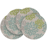 Artoid Mode Light Green Dahlia Plastic Round Placemats Set of 4, 14 Inch Seasonal Wipeable Woven Vinyl Table Mats for Farmhouse Party Kitchen Dining Decor Artoid Mode