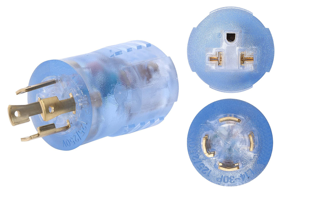 ONETAK NEMA L14-30P to 5-15R 5-20R 6-15R 6-20R Compact 240V 50 Amp 4 Prong Male Plug to 240V 15 Amp 20 Amp 3 Prong Female Receptacle Outlet Generator Welder Dryer EV Charger Power Cord Adapter ONETAK