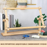 Yookeer Adjustable Embroidery Stand Hands Free Cross Stitch Scroll Frame Needlepoint Needlework Frame Stand Wooden Rotated Embroidery Hoop Holder for Arts Crafts Sewing Kit Supplies Yookeer