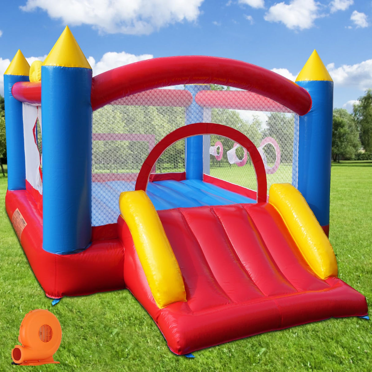 Hongcoral Bounce House, PVC Commercial Inflatable Bounce House with Blower for Kids and Adults, Blow up Bounce Castle for Indoor Outdoor Backyard Hongcoral