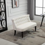 HOMCOM Upholstered Armless Fabric Loveseat with Button Tufted Design for Living Room with Wood Legs, Cream White HOMCOM