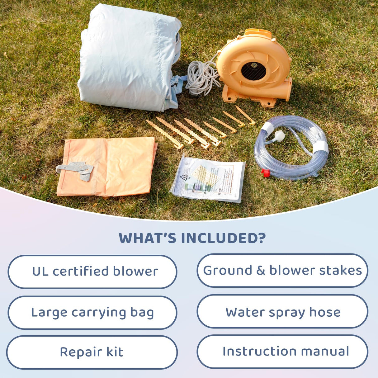 Bounceland Splash Zone Dream Wet or Dry Bounce House Water Slide, 11.5ftL x 9ftW x 6ftH, Pastel Color, Spacious Bounce Area, Splash Pool, Climbing Wall, Blower Included, Trendy Kids Outdoor Play Bounceland