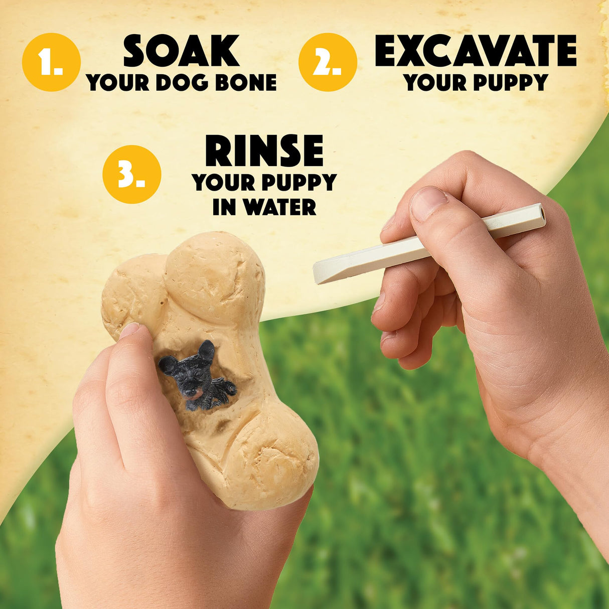 MindWare Dig it Up! Puppies Excavation Kit - Educational Toys for Kids 4 and Up - Dig Kit with 12 Bones, 12 Puppy Figurines, 12 Chisels - Ideal for Group Activities, Events or Classroom Brain Breaks MindWare