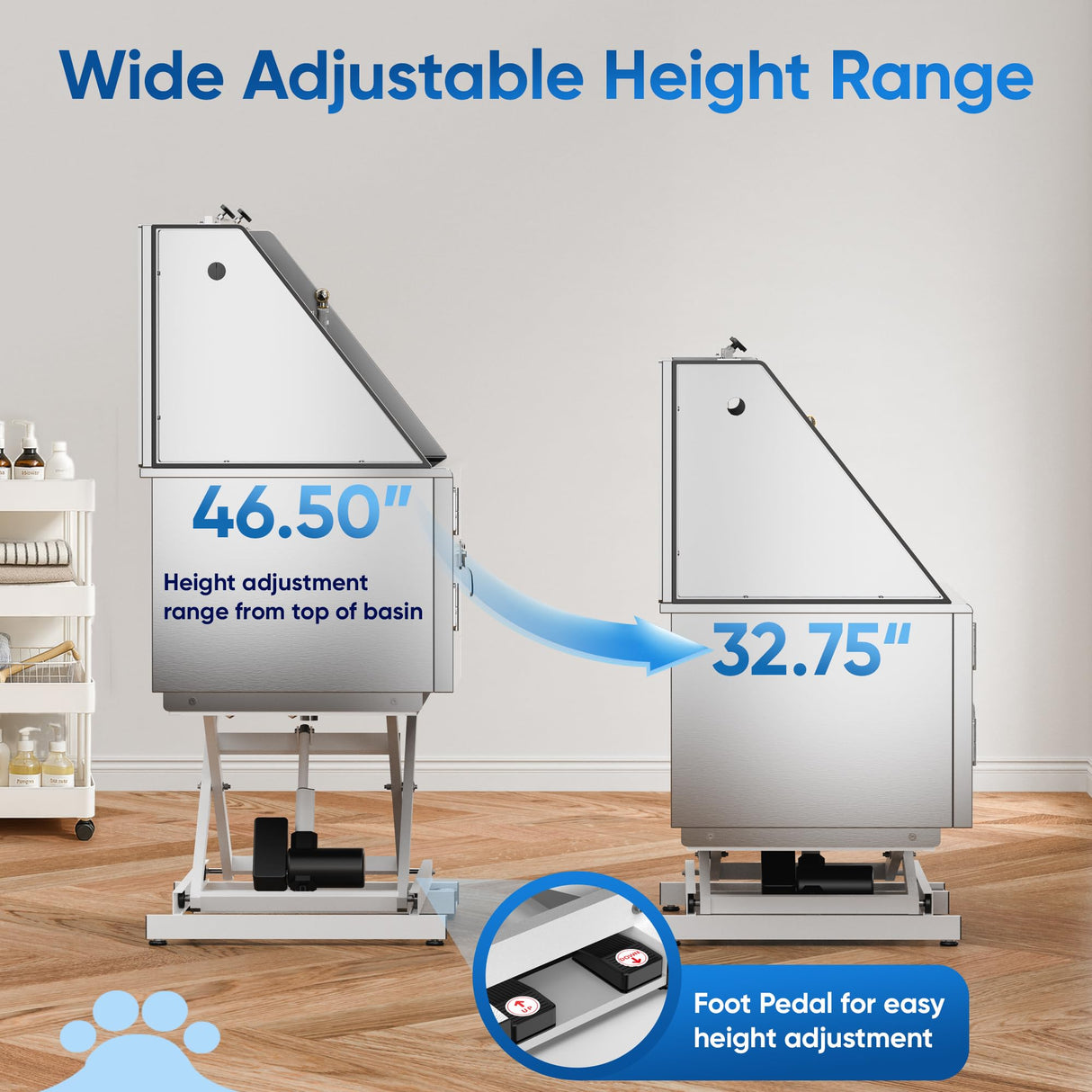 Flying Pig 50" Stainless Steel Professional Electric Lift Pet Grooming Tub Flying Pig Grooming