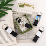 Framendino, 4 Pack Leather Sublimation Blanks Keychain with Metal Square Rectangle Heat Transfer Blank Tray Key Chain for DIY Crafts Photo Black Framendino