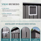 Vigo huseeo 4 * 9.2 FT Outdoor Storage Shed, Galvanized Steel Garden Shed with Lockable Door & Window, Waterproof Metal Tool Storage for Garden, Backyard, Patio, Lawn(Gray) Vigo huseeo