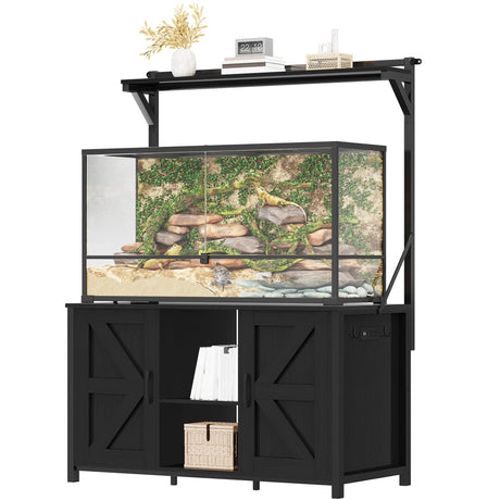 YITAHOME 120 Gallon Reptile Tank Stand with Power Outlets, Heavy Duty Large Reptile Tank Stand with Cabinet, Reptile Tank Turtle Terrariums Table for Accessories Storage,1100LBS Capacity YITAHOME