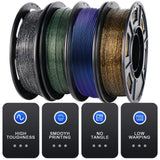 YOUSU 3D Printer Filament Galaxy PLA Filament 1.75mm, 3D Printing Filament Bundle, Multi Color Filament Glitter 250g X 4 Color Pack. Yousu