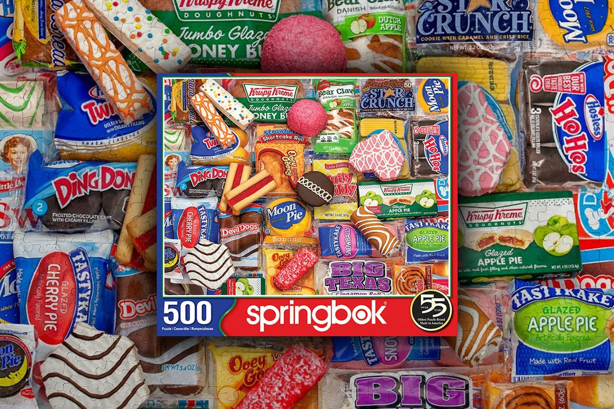 Springbok - Snack Treats - 500 Piece Jigsaw Puzzle- Nostalgic Photo of Our Favorite Snacks from Past Springbok