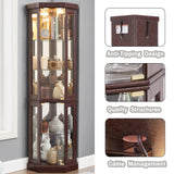 XZTUAJ Corner Curio Cabinet Display Case with Light, 69" H Glass Display Cabinet, Display Showcase Case Storage with Tempered Glass Door & Adjustable Glass Shelves for Living Room (Dark Cherry) XZTUAJ