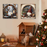 VIGEGU 4 Pack Christmas Paint by Numbers Kit for Adults with Framed,Deer Bell Lantern Gnome Paint by Number with Wooden Easel DIY Adult Painting by Number Kits for Wall Decor for Wall Decor 12x12in VIGEGU