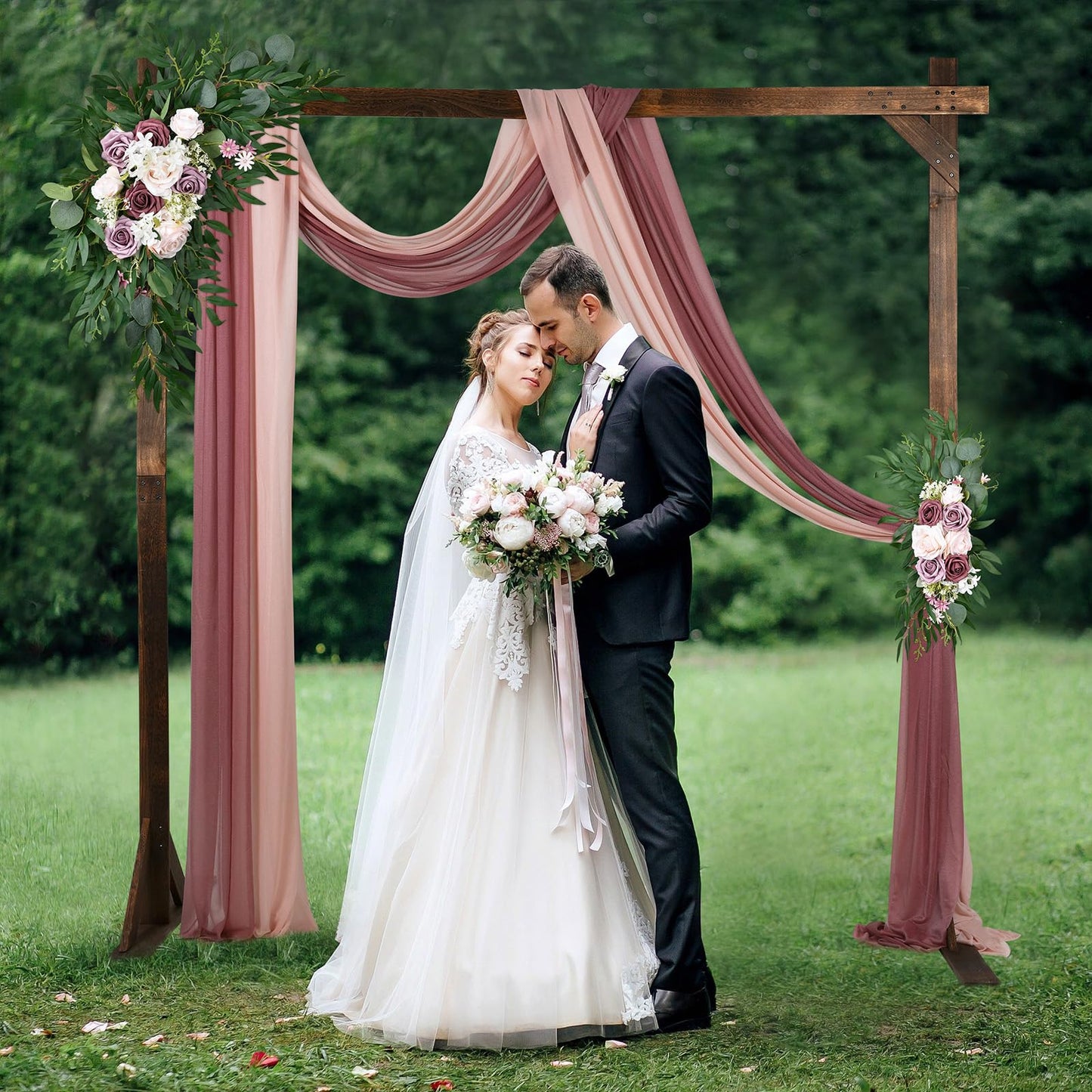 DearHouse Wooden Wedding Arch, 7.2FT Square Wooden Arch for Wedding Wood Arch Wedding Arbor Backdrop Stand for Ceremony Rustic Wedding Birthday Parties Indoor Outdoor Garden Decor - WoodArtSupply