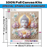 Buddhism Diamond Art Kits for Adults, Lotus Buddha Special Shape Diamond Painting Kits for Beginners, DIY 5D Crystal Diamond Dots Gem Art Craft for Home Decor 11.8x11.8 Inch Acelii