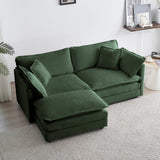 GNIXUU Deep Seat Sectional Sofa Cloud Couch with Ottoman, 76.7" Modern Chenille Comfy Upholstered Modular Sofa L Shaped Couch for Living Room, Apartment, Studio, Office(Green). GNIXUU