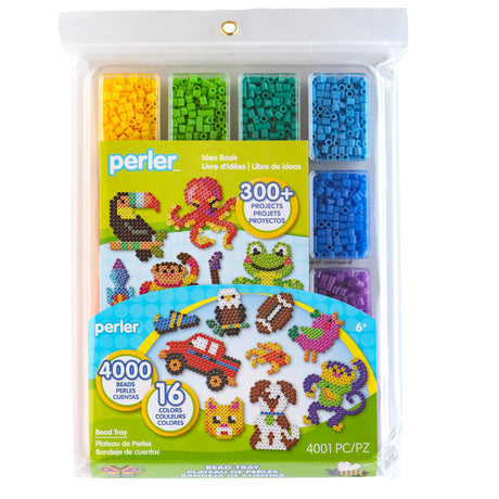 Perler 17605 Assorted Fuse Beads Kit with Storage Tray and Pattern Book for Arts and Crafts, Multicolor, 4001pcs Perler