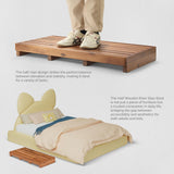 TINAMO One Step Stool for Elderly (35" Length) - Acacia Wood High Riser Step Stool with Non-Slip Pads - 550 Lbs Wooden Mobility Stepping Stools for Handicap, Bed, Bathroom, Kitchen (35" L x 16" W) Tinamo