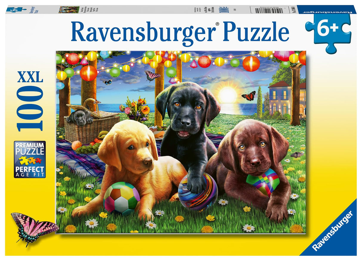 Ravensburger Puppy Picnic 100 Piece Puzzle for Kids - Unique Piece Design | Anti-Glare Surface | Perfect Developmental Toy | Ideal as a Christmas or Birthday Gift Ravensburger