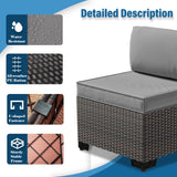 Gotland 14 Pieces Patio Furniture Set Outdoor Sectional Wicker Furniture All-Weather PE Rattan Patio Conversation Sets w/12 Replaceable Grey Waterproof Cushions and 2 Coffee Table Gotland