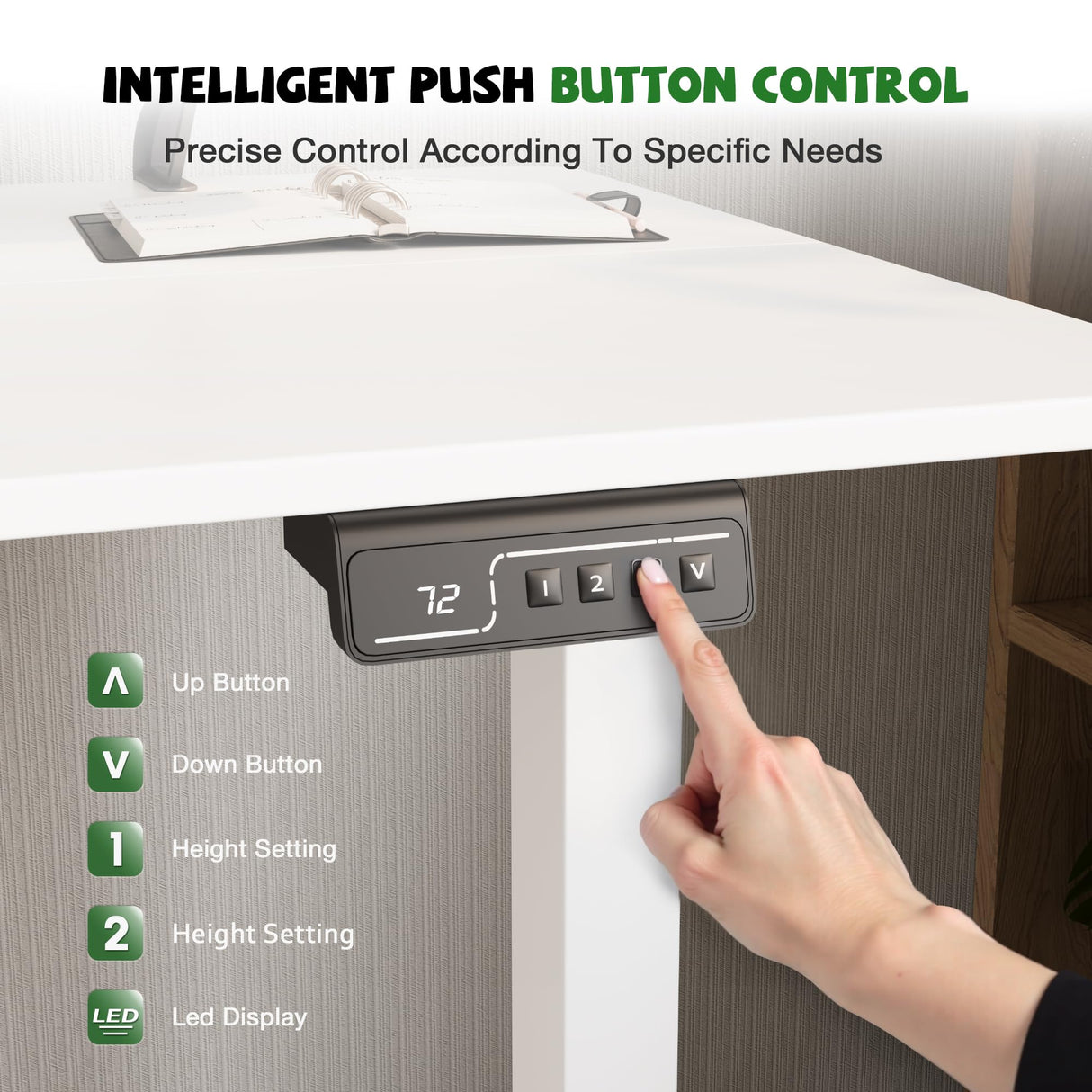 Furmax Electric Standing Desk with Monitor and Laptop Workstation, 55 x 24 Inches Height Adjustable Sit Stand Up Desk, Computer Workstation with Cup Holder and Hook, Holes for Cables, White Furmax