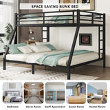 Setawix Metal Queen Over King Bunk Bed,Heavy Duty Queen and King Bunk Beds for Adults,Industrial Bunkbed with Ladders for Kids,Teens,Boys,Girls,Space Saving,Low Noice (Black, Queen Over King) Setawix