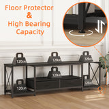 GYIIYUO TV Stand with Fabric Drawers for 75 80 Inches TV - Entertainment Center and Industrial TV Console Table with Open Storage Shelves for Living Room, Bedroom- 71.5" Black GYIIYUO