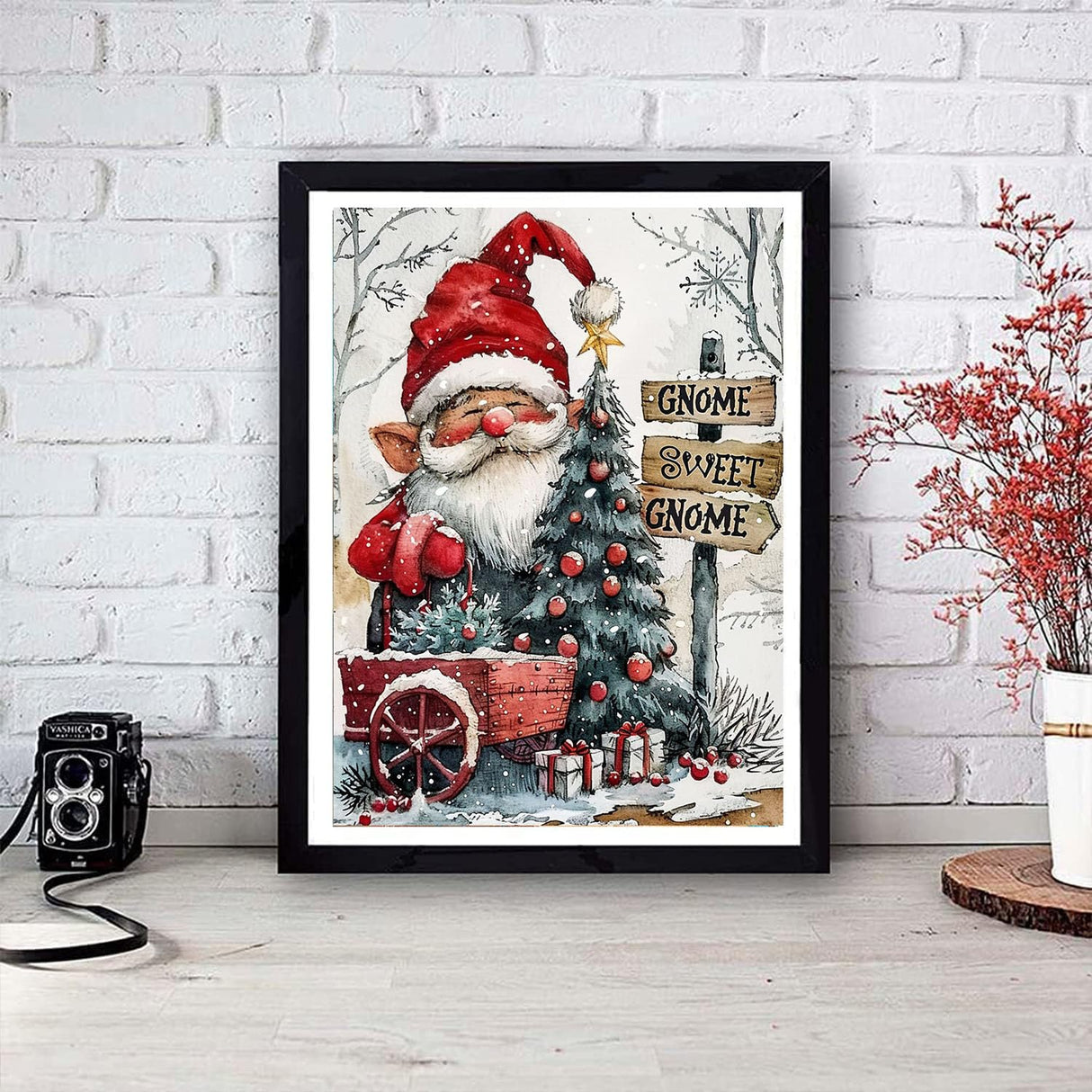 Gnome Sweet Gnome Paint by Number for Adults Beginner Winter Snow gnome Paint by Numbers,Christmas Decor Paint by Numbers Kits Suitable for Thanksgiving Day Decoration Without Frame 16x20 Inch Generic