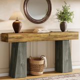 Tribesigns Farmhouse Entryway Table, 63-Inch Long Wooden Sofa Console Table, Rustic Console Behind Couch with Double Trapezoid Bases for Entrance Living Room Hallway Tribesigns