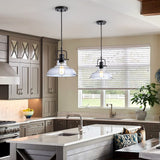 Zlepmlla Glass Pendant Light，Black Pendant Light Fixtures with Seeded Glass Shade, Adjustable Height Hanging Lights for Hallway, Kitchen Island, Dinning Room（Bulb not Included） Zlepmlla